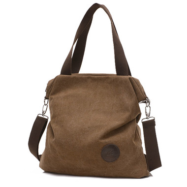 Single Shoulder Canvas Bag-Brown