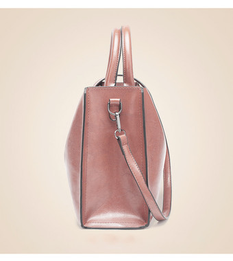 Oil and Wax Skin Single Shoulder Bag-Pink