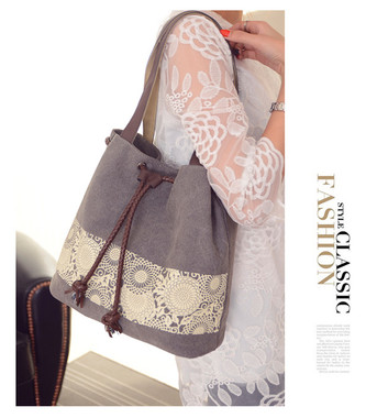 Printed canvas shoulder bag-Grey