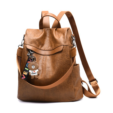 2019 Newfashioned Women Backpack-Brown Leather