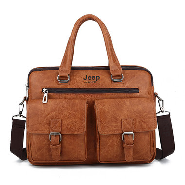 2019 Men Leather Shoulder Bag Light Brown
