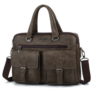 2019 Men Leather Shoulder Bag Dark Brown