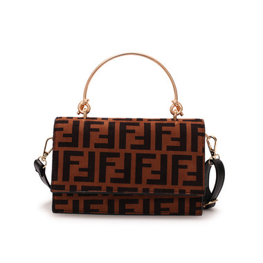 PU Printing Shoulder Bag-BROWN