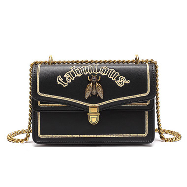 2019 Metal Bee Clasp Shoulder Bag-Black
