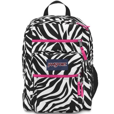 JanSport groß Student Rucksack | Black/White/Fluorescent Pink