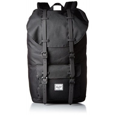 Herschel Black / Black Rubber Little America Tagesrucksack-KOSTENLOSER VERSAND
