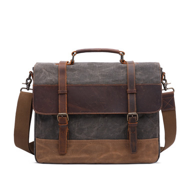 Vintage Genuine Leather Waxed Canvas Waterproof Bag Amy Green