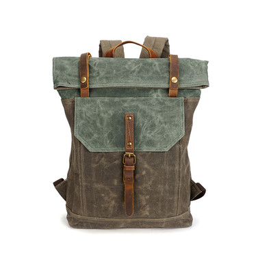 Waxed Canvas Waterproof Backpack Coral Blue