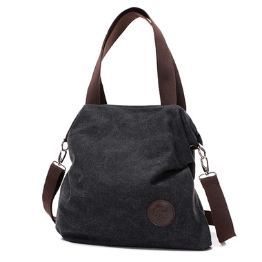 Single Shoulder Canvas Bag-Black